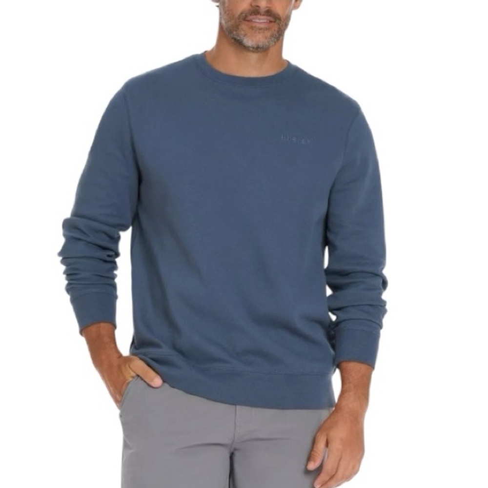 Hurley Men's Cotton Blend Steel Blue Crewneck Casual‎ Sweatshirt Size L